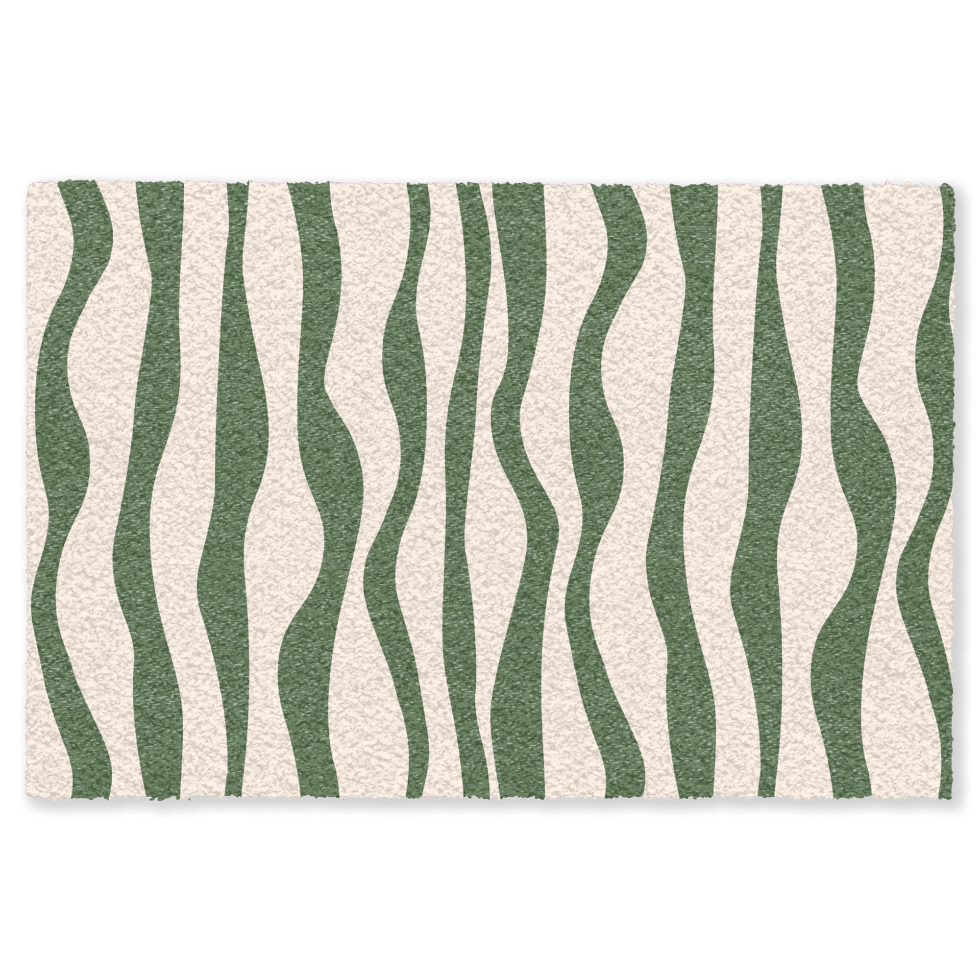 FUSSMATTE Wellenlinien - Beige - Grün - Streifen - Abstrakt Fußabtreter 120x80 cm - Dunkelgrün, Kunststoff/Textil (120/0.4cm) - MuchoWow