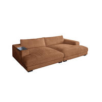 BIG SOFA XL MIT TABLETT SCHWARZ MADELINE Braun Cord - Dunkelbraun/Schwarz, Kunststoff/Textil (290/85/190cm) - KAWOLA