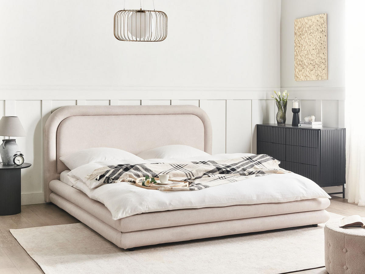 POLSTERBETT mit Lattenrost 180x200 cm Beige Lavardens - Beige, Textil (180/200cm) - Beliani