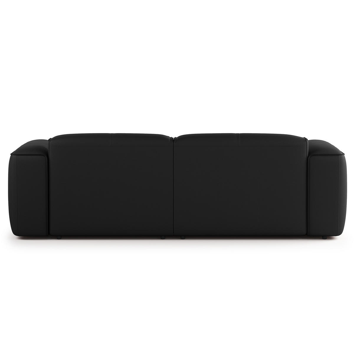 ECKSOFA mit XL-Longchair - Schwarz, Leder/Kunststoff (260/171cm) - home24