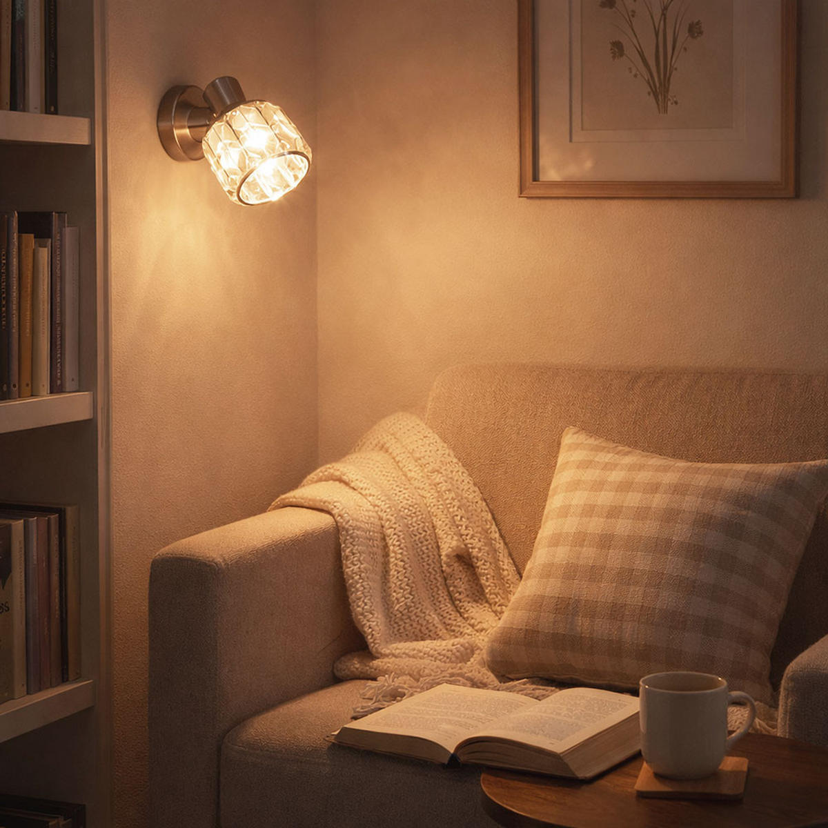 WANDLEUCHTE KRIS Silber Kristalloptik - Silberfarben, Glas (9.2/12.5/16cm) - Globo Lighting