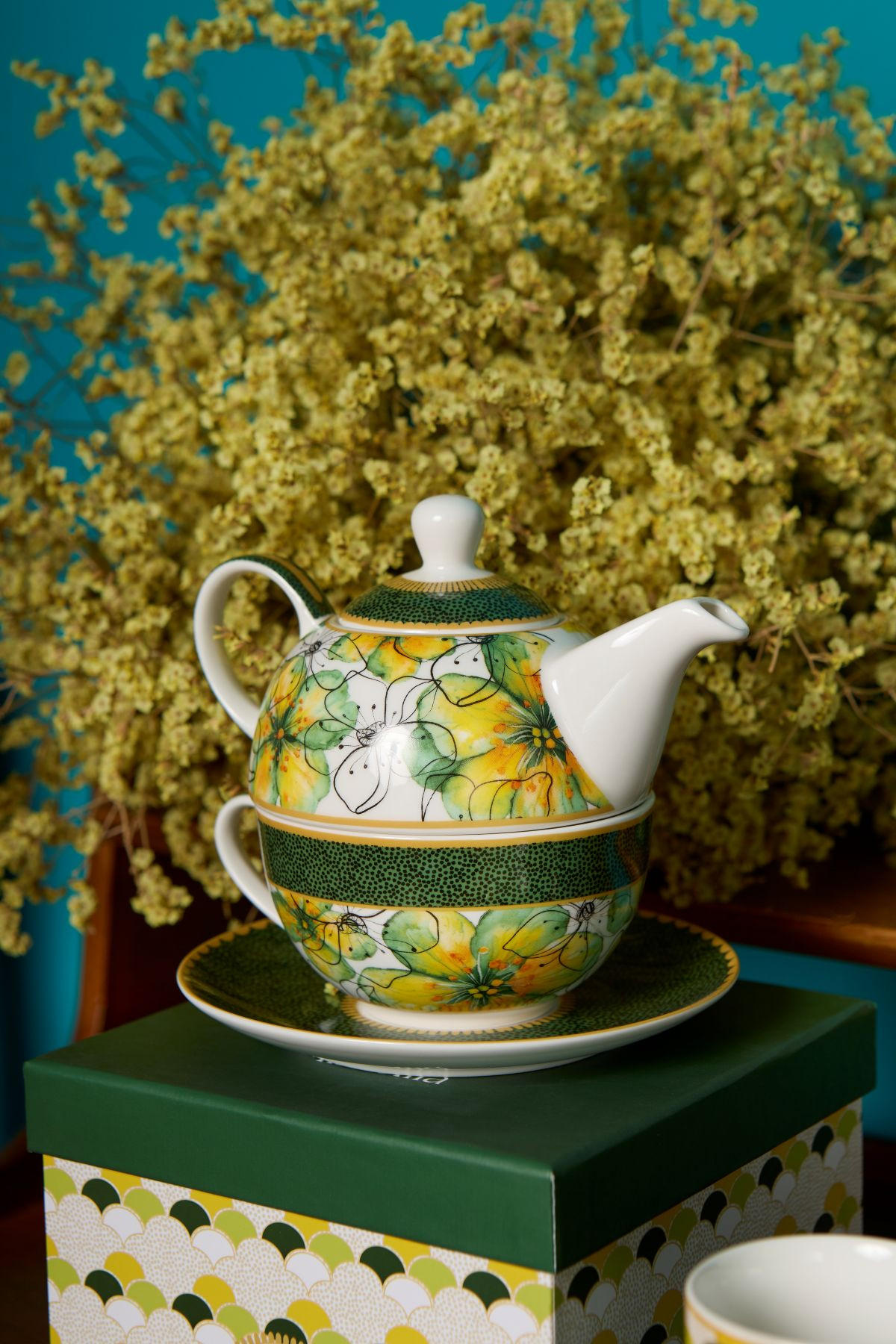 TEEKANNE & Tasse Tea4One MIRABILIA 300 ml "Libellula" - Orange, Keramik (0.36L) - Rose & Tulipani