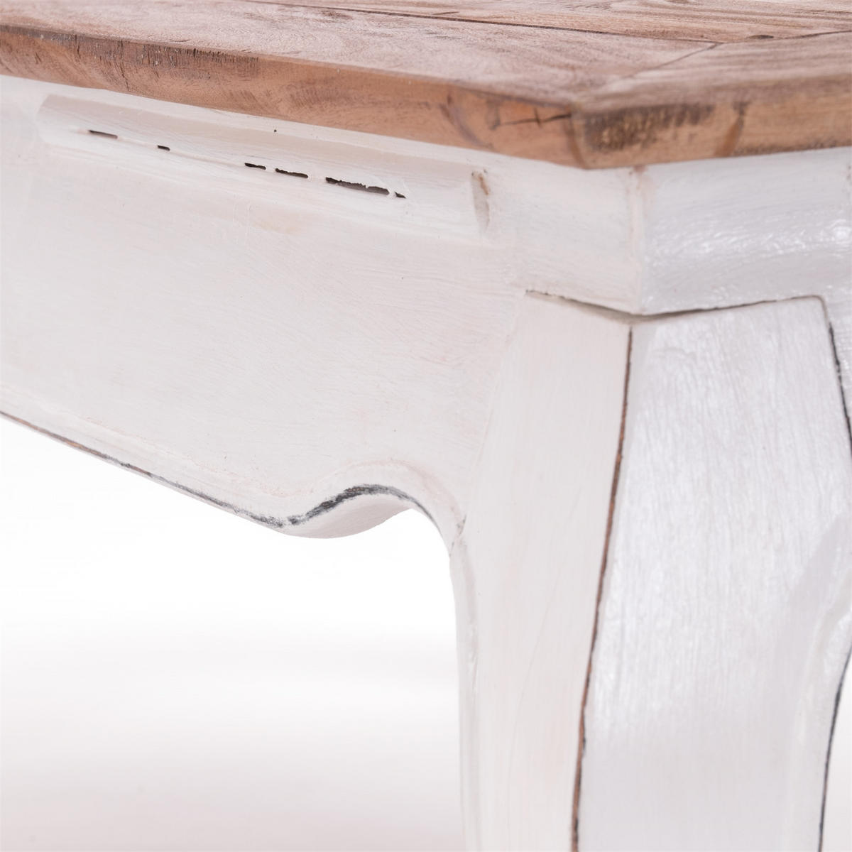 OPIUMTISCH EAST 100 Mahagoni Recyclingholz massiv 06 weiß-landhaus - Weiß, Holz (60/100/41cm) - DESIGN DELIGHTS