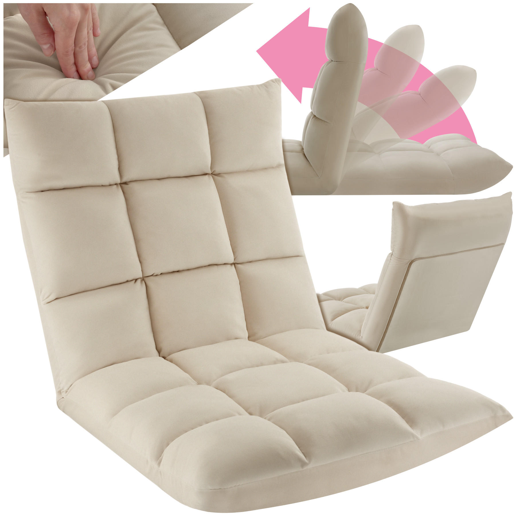 RELAXSESSEL Snooze ,108 x 57 x 13,5 cm,beige - Beige, Textil (57/13.5/108cm) - tectake