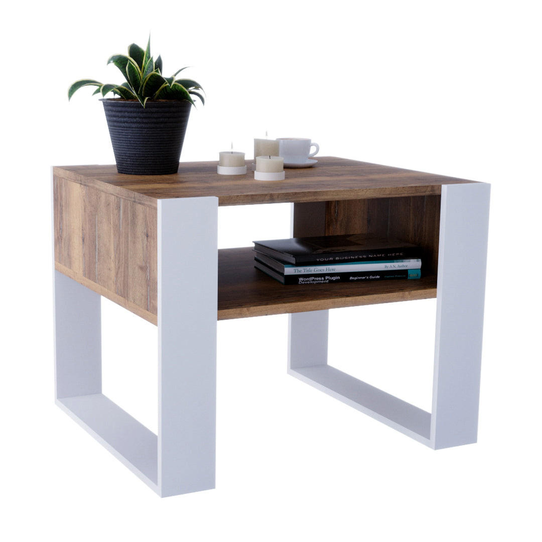 COUCHTISCH KARO 65 - Alteiche/Weiß, Holz (53.6/65/45cm) - Mat-Haus