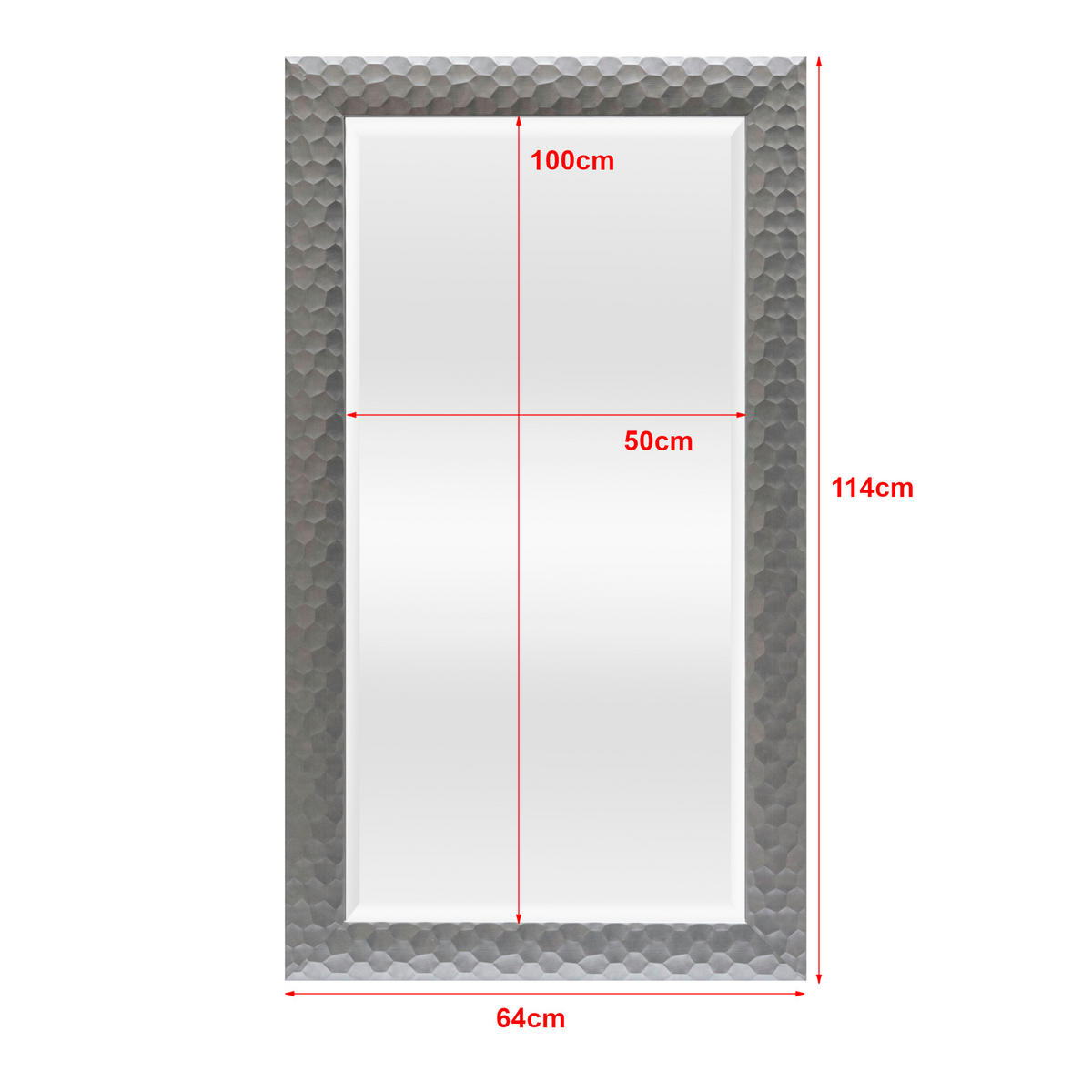 WANDSPIEGEL Ocre - Silberfarben, Glas/Kunststoff (50/114/100cm) - [en.casa]