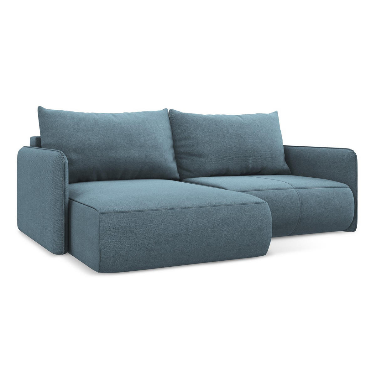 ECKSOFA mit Schlaffunktion Strukturstoff Stoff Blau - Blau/Schwarz, Kunststoff/Textil (148/207cm) - LaMiaSofa