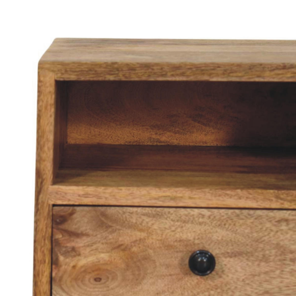 NACHTTISCH Massivholz Solis Oak-ish Wandmontiert, 1 Schublade und Offenes Fach, Hellbraun - Hellbraun/Messingfarben, Holz/Metall (30/24/25cm) - Artisan Furniture