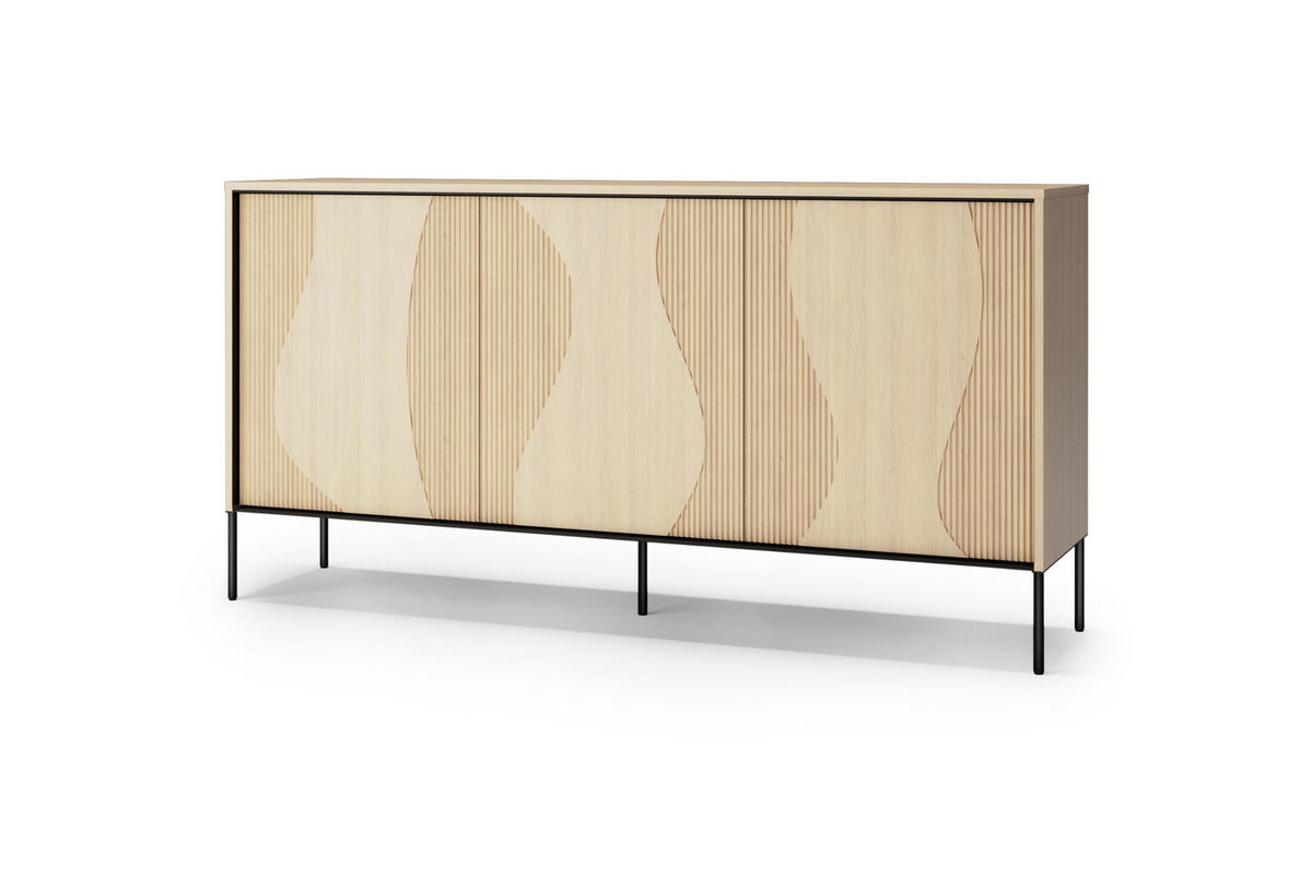 KOMMODE FAVOS 04 167/85/40 cm in Eiche Vincenza hell und Schwarz mit LED - Eichefarben/Schwarz, Holzwerkstoff (193/85/40cm) - Deine Möbel 24