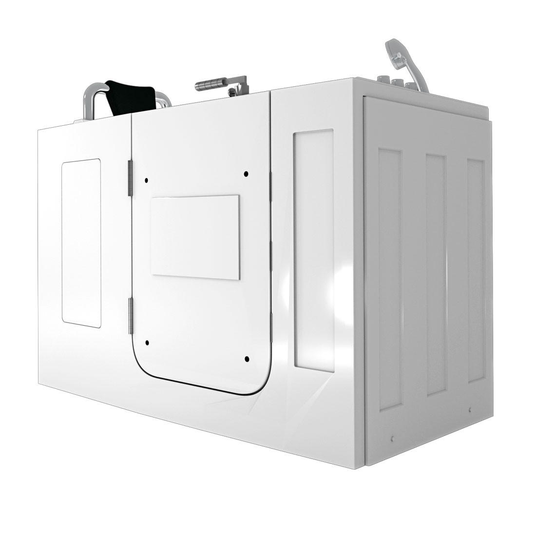 SITZWANNE Whirlpool mit Tür S07WP-TH-A-L - Weiß, Glas/Kunststoff (76/116/140cm) - AcquaVapore by Sandra Jentho