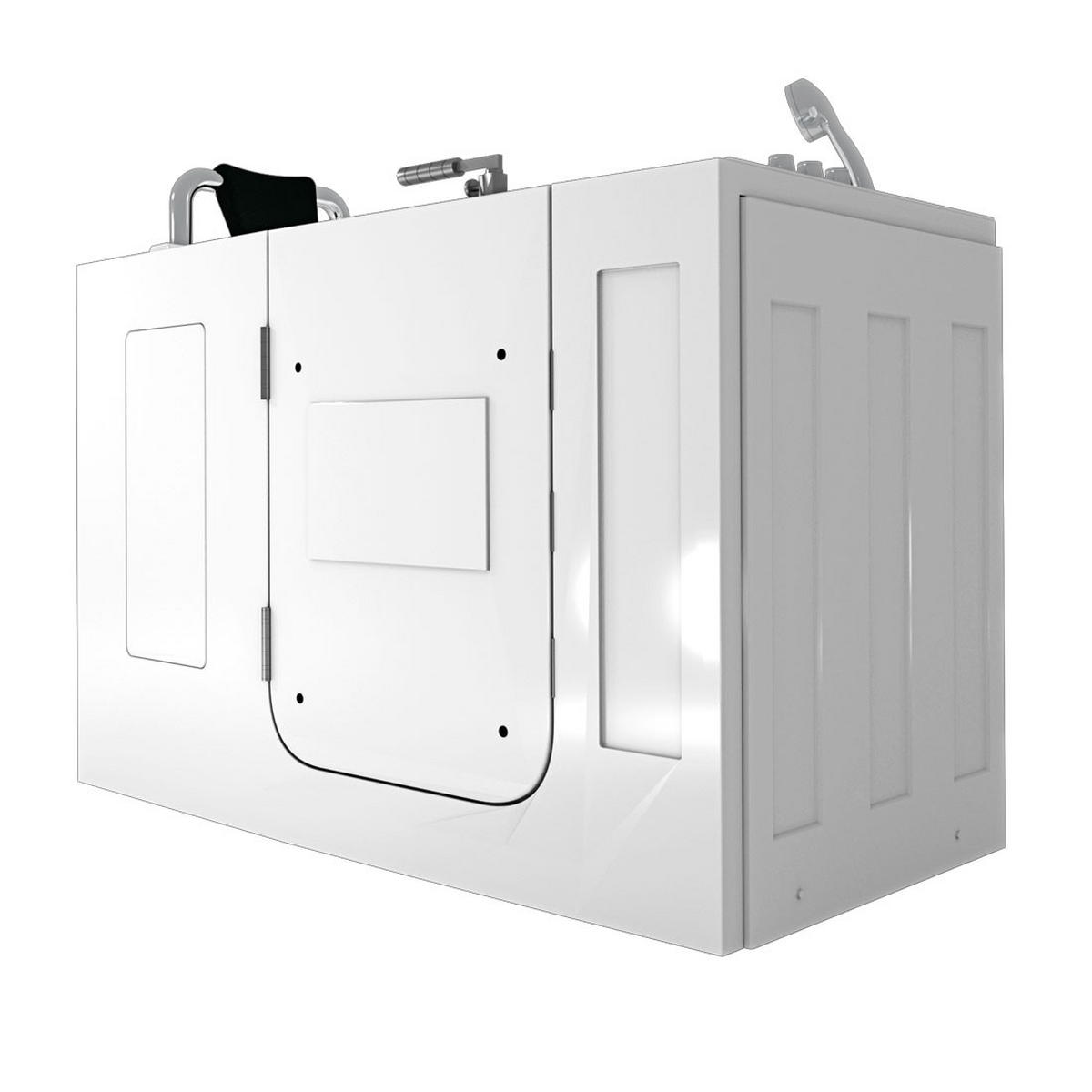 SITZWANNE Whirlpool mit Tür S07WP-TH-A-L - Weiß, Glas/Kunststoff (76/116/140cm) - AcquaVapore by Sandra Jentho