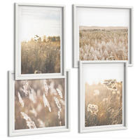 BILDER SET 4er Set - 50x50 cm & 40x60 cm Weißer Rahmen - Landschaftsgrasblumen Wärme - Weiß, Kunststoff (50/50cm) - TULUP