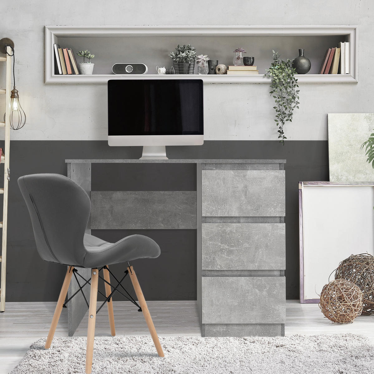 SCHREIBTISCH - Grau, Holzwerkstoff (90/50/76cm) - ML-DESIGN