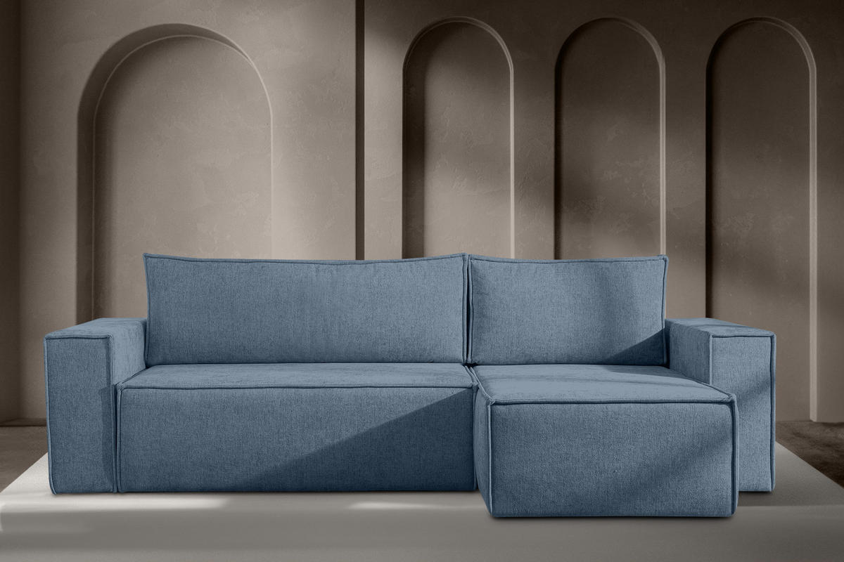 ECKSOFA-LINKS/RECHTS NAPI II mit Schlaffunktion, hellblau - Hellblau, Textil (262/148cm) - KONSIMO®
