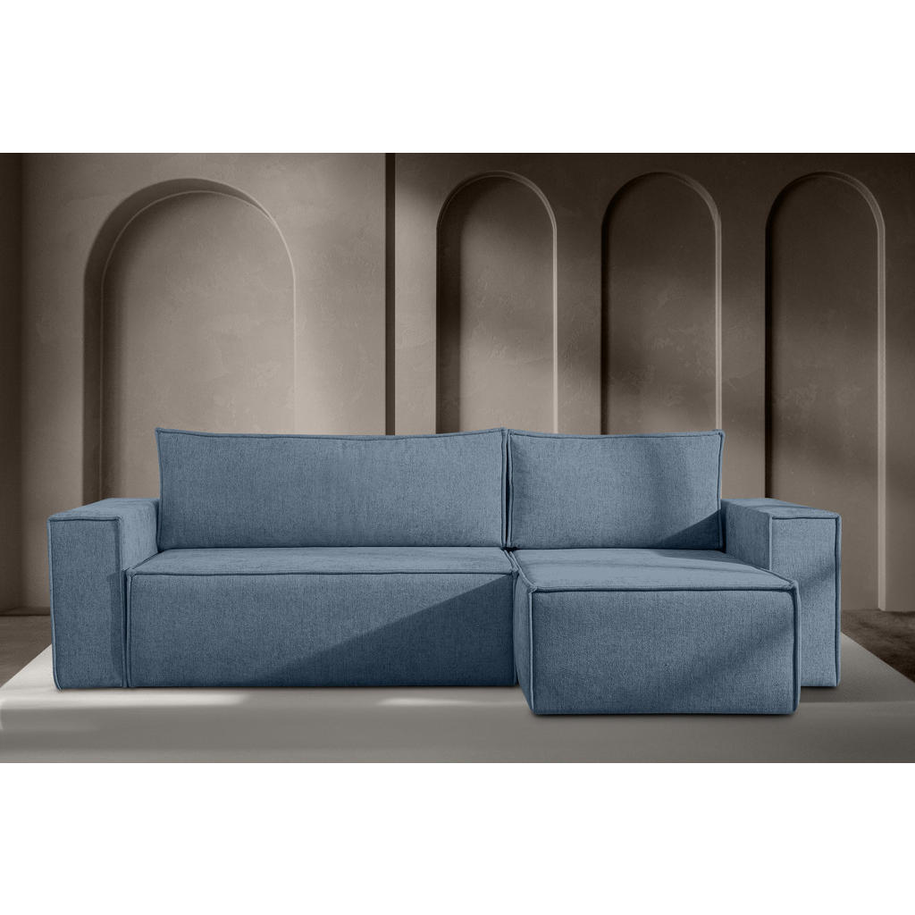 Thumbnail - Konsimo® Ecksofa-Links/Rechts, Hellblau, Textil, L-Form, seitenverkehrt montierbar,L-Form, 262x148 cm, FSC 100%, Hergest...