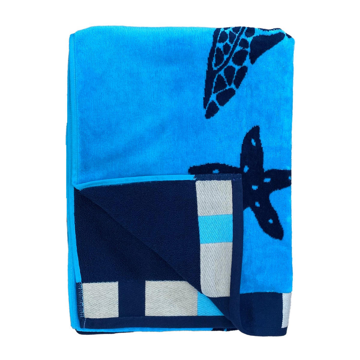 STRANDTUCH Frottee Samt Jacquard Blau 100x175 470g/m² - Bellia - Blau, Textil (100/175cm) - LE COMPTOIR DE LA PLAGE