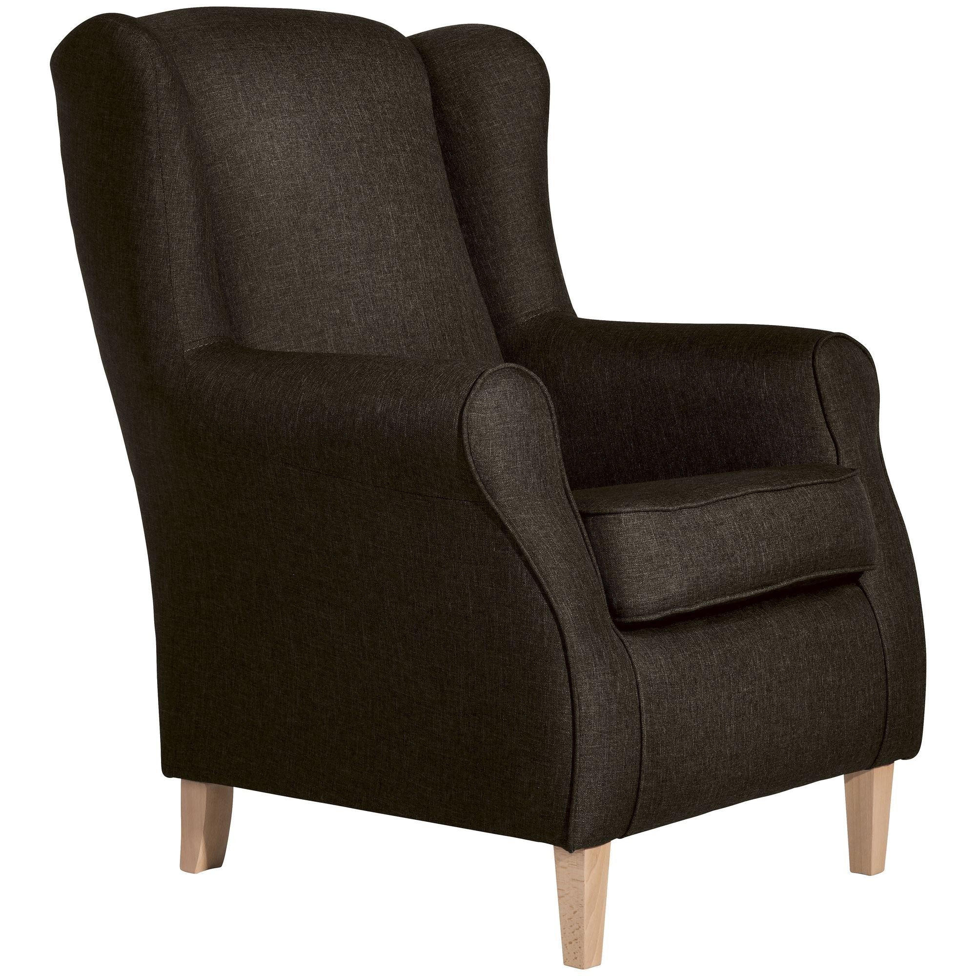 58aufmkessel Ohrensessel Braun, Buche 86x103x77 cm