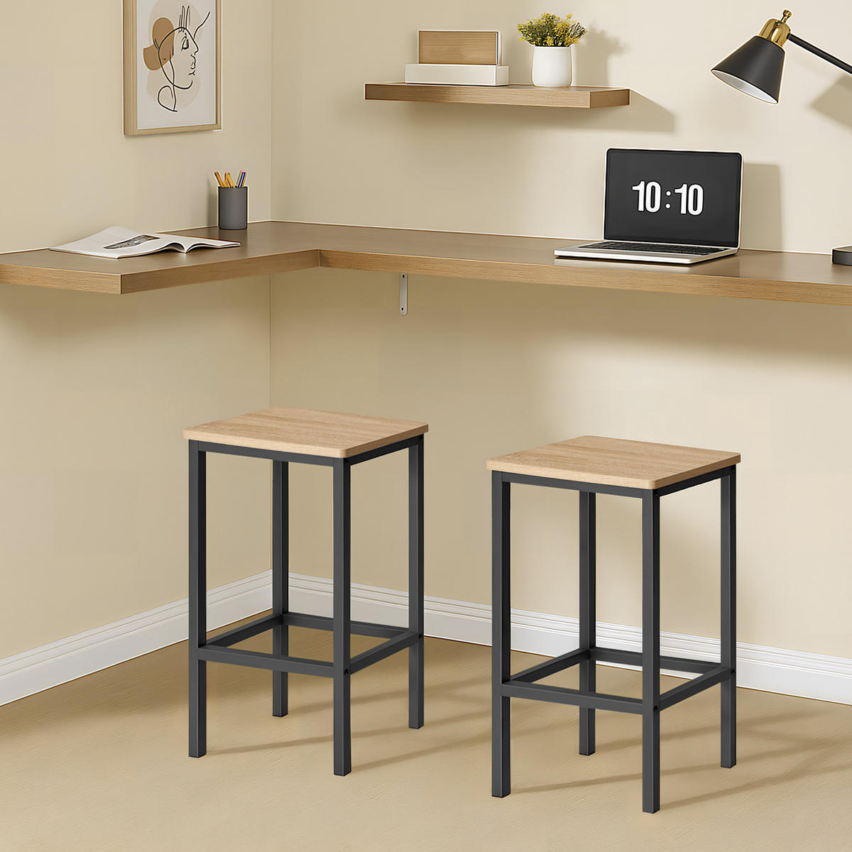 BARHOCKER 2-er Set LBC065B11 Sitz in Sonoma - Sonoma Eiche, Holzwerkstoff (40/65/30cm) - Valora