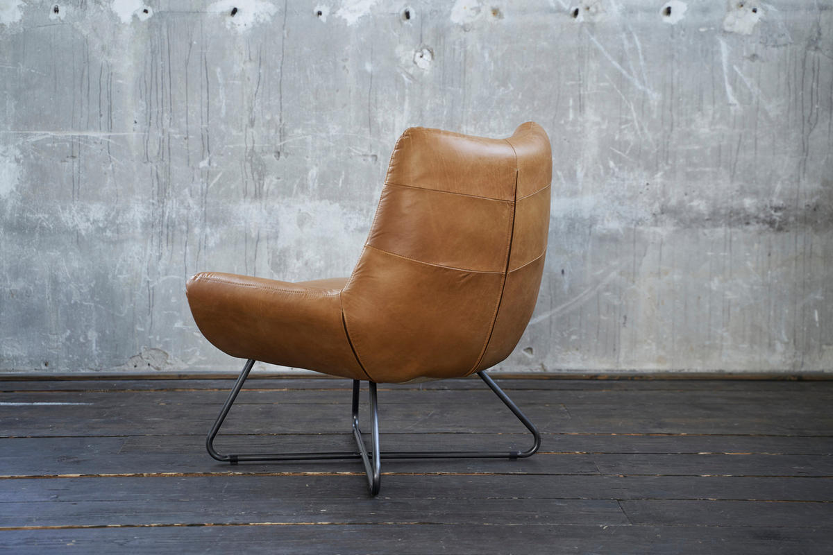 SESSEL SNOOZE Braun Leder - Dunkelbraun/Silberfarben, Leder (82/93/76cm) - KAWOLA