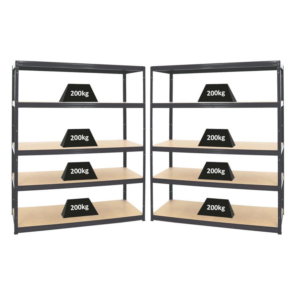 SCHWERLASTREGAL Giant Elephant 2er-Set mit 2x 180x150x60 cm Fachlast 200 kg Schwarz - Schwarz, Metall (300/180/60cm) - PROREGAL