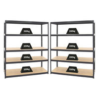 SCHWERLASTREGAL Giant Elephant 2er-Set mit 2x 180x150x60 cm Fachlast 200 kg Schwarz - Schwarz, Metall (300/180/60cm) - PROREGAL
