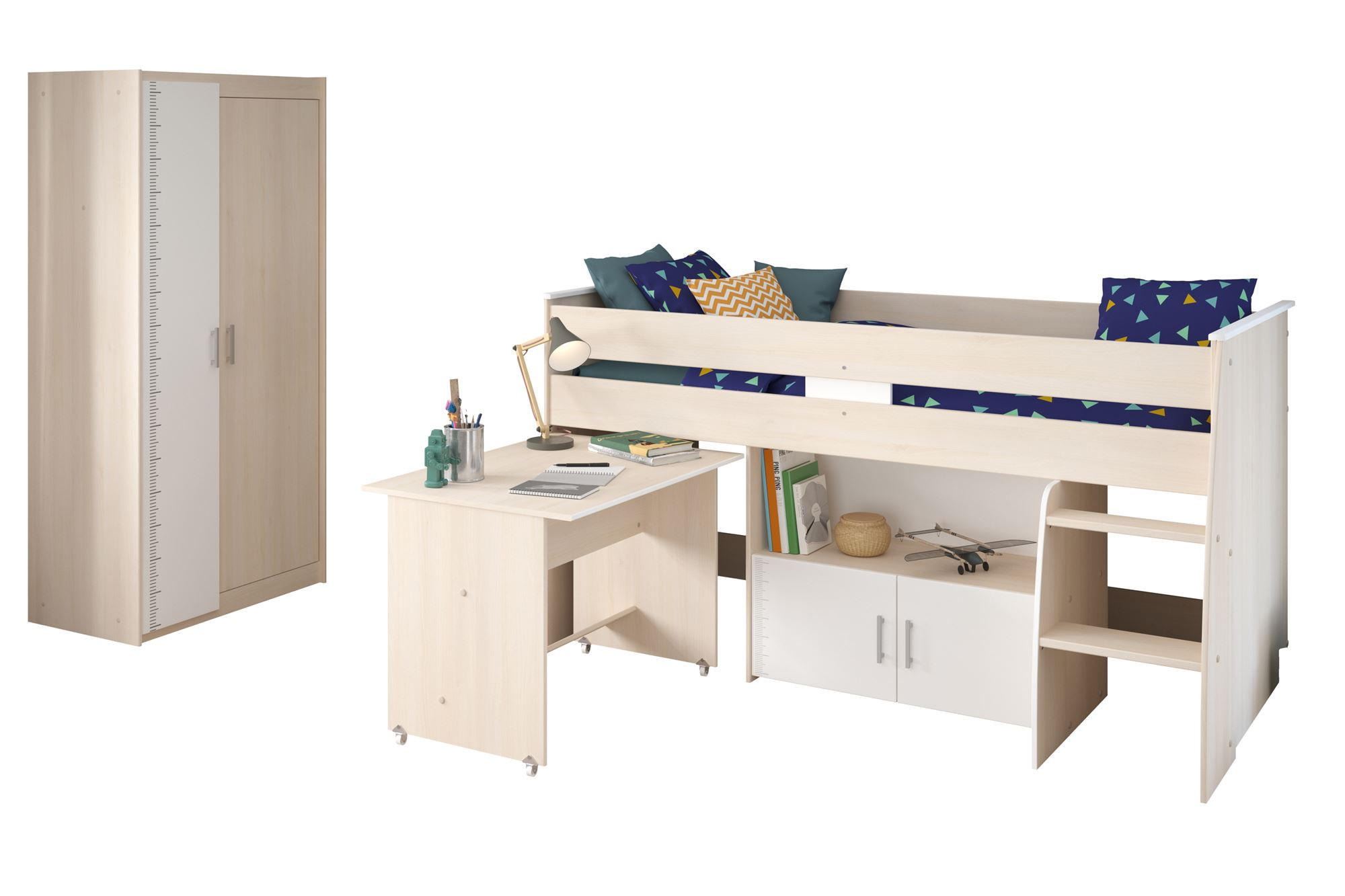KINDERZIMMER-SET 2-tlg. Parisot Charly 5 Holzdekor Akazie/Weiß - Weiß/Akaziefarben, Kunststoff (100/1/200cm) - 58aufmkessel