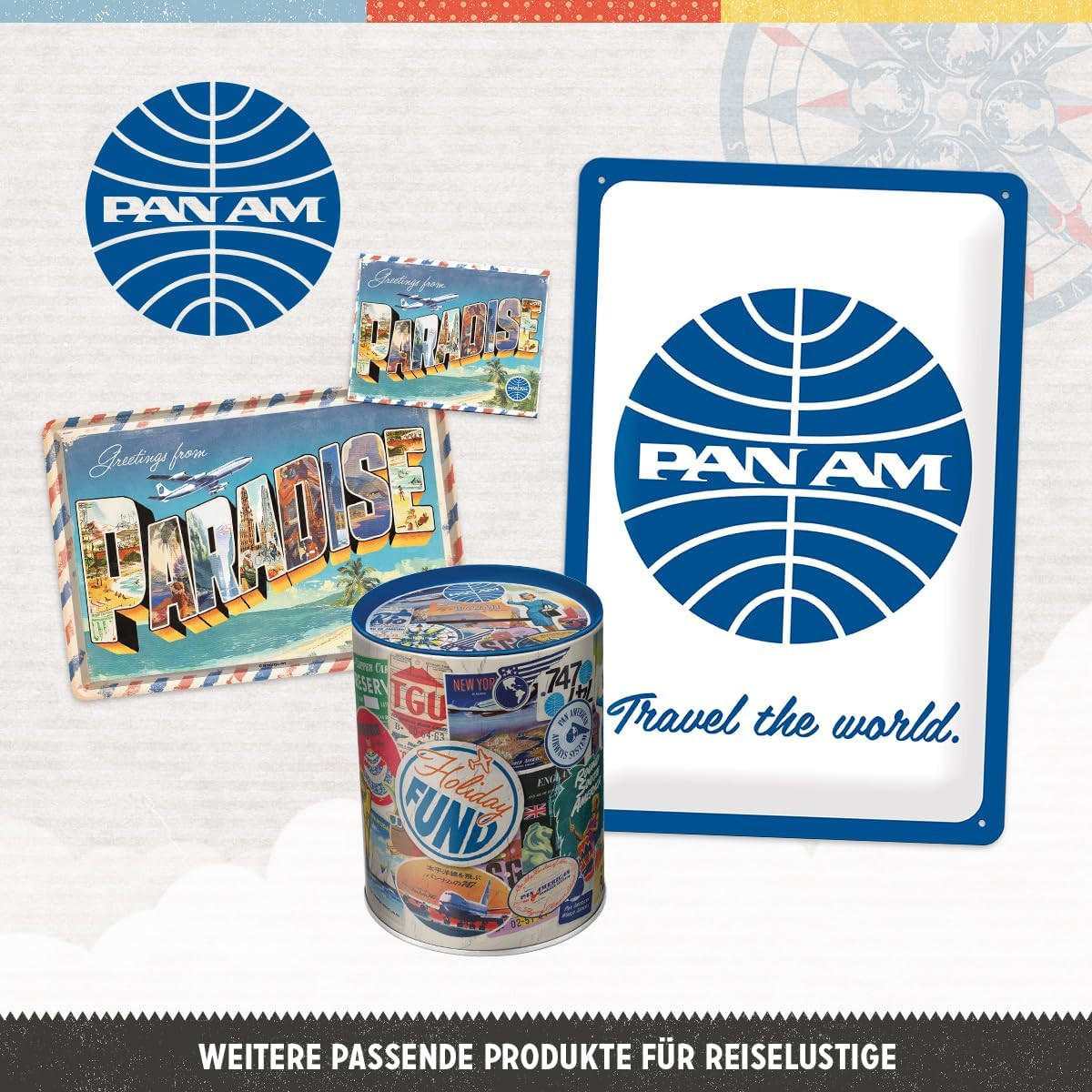 SPARDOSE Pan Am Holiday Fund Collage - Multicolor, Metall (10/13/10cm) - Nostalgic-Art