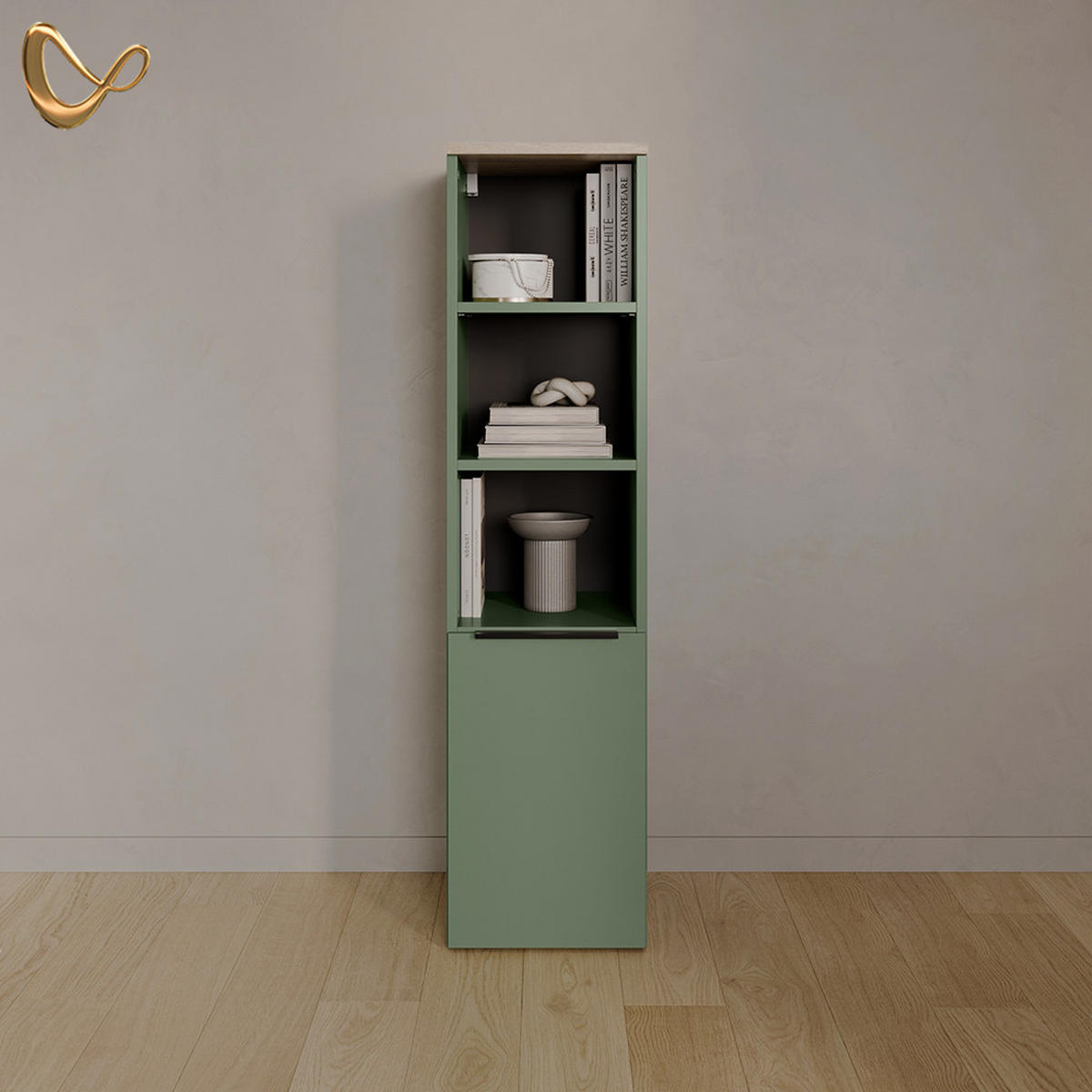 UNIVERSALSCHRANK Piave Grün mit einer Tür - Grün, Holzwerkstoff (30.2/120/40cm) - Livinity®