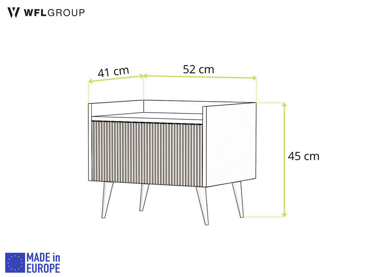 NACHTTISCH Arysa in Beige Cashmere 52/45/41 cm - Kaschmir/Beige, Holzwerkstoff/Metall (52/45/41cm) - WFL GROUP