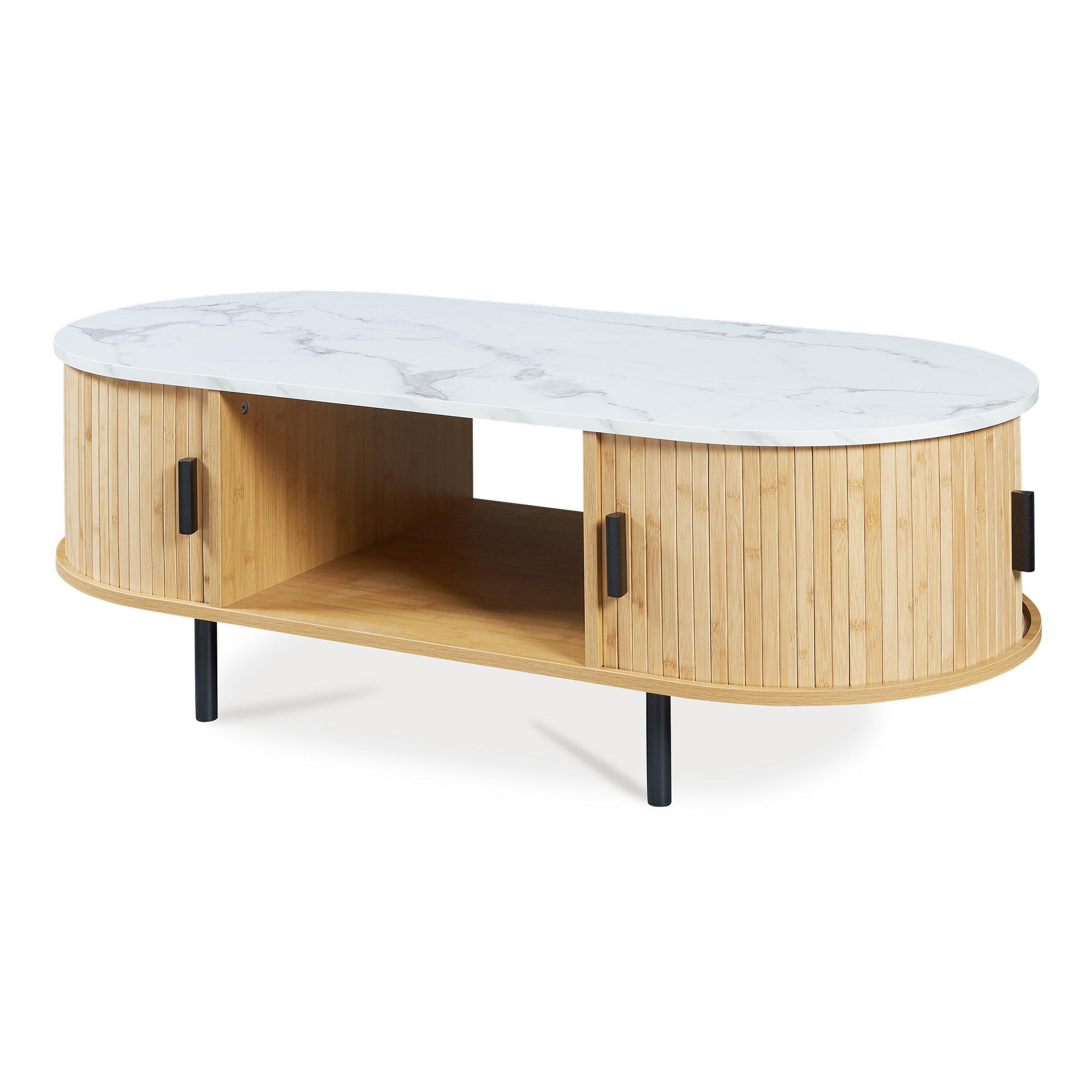 COUCHTISCH Tvedestrand 120/55/40 cm - Weiß/Naturfarben, Holzwerkstoff/Metall (55/120/40cm) - [en.casa]