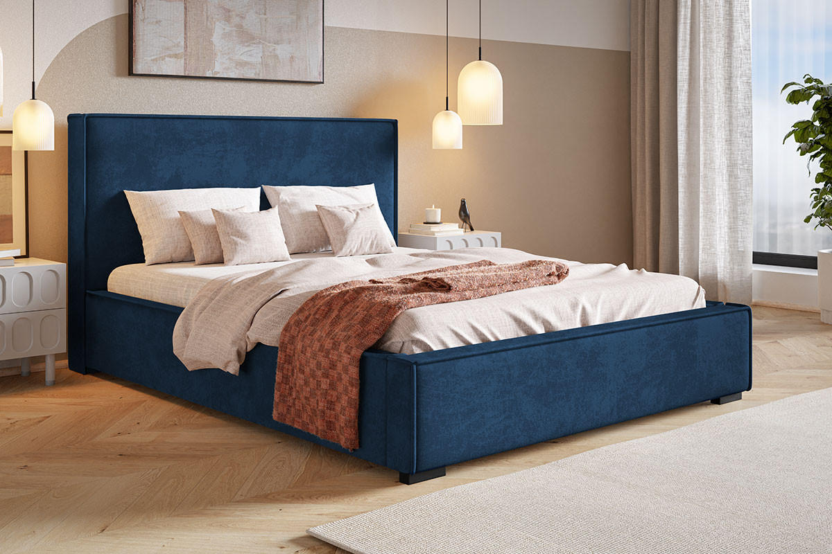 BETT Blau BEN 8 180x200 cm - Dunkelblau, Textil (180/200cm) - Sepro Meble