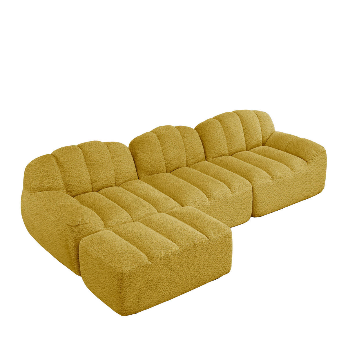 SOFA modular mit Ottoman Granulierter Fleece Gelb - Gelb, Kunststoff (165/288cm) - Meubliv