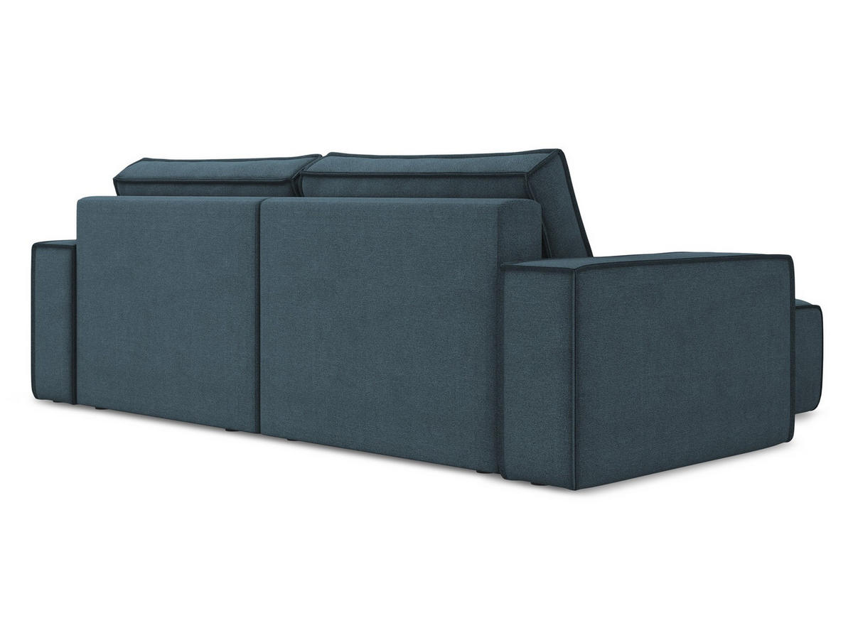 ECKSOFA mit Schlaffunktion Strukturstoff Stoff Blau - Blau/Blaugrau, Kunststoff/Textil (148/257cm) - Makamii