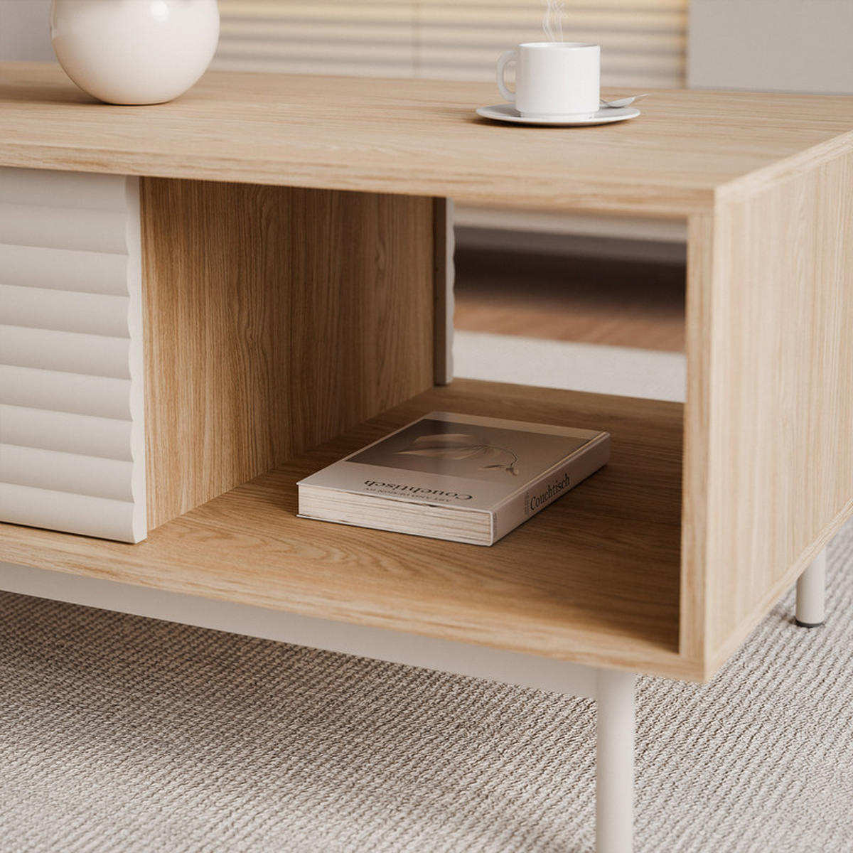 COUCHTISCH LUSSO 100/60/47 cm Rechteckig, Eiche/Kaschmir - Eichefarben, Holzwerkstoff/Metall (60/100/47cm) - Idohome