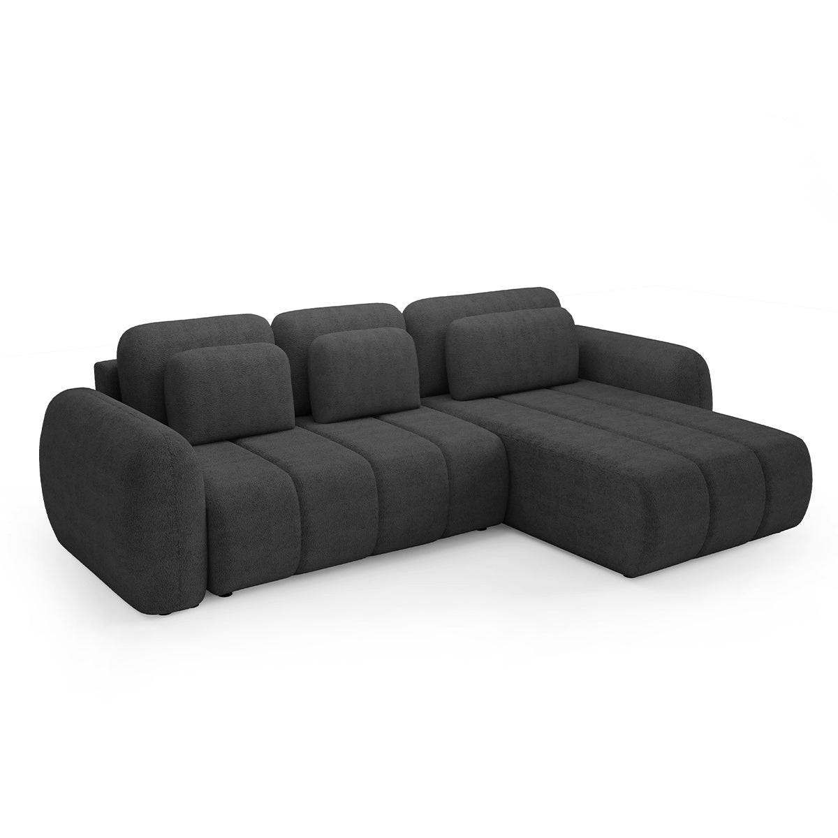 ECKSOFA Cesar 3 Sitzplätze Dunkelgrau - Grau, Holz (304/190cm) - Petits-meubles