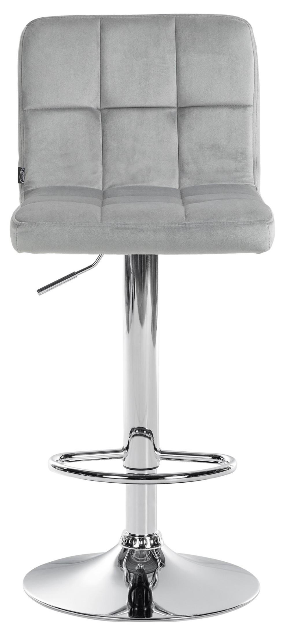 BARHOCKER 2er Set Samt grau - Chromfarben/Grau, Textil/Metall (46/94/47cm) - CLP