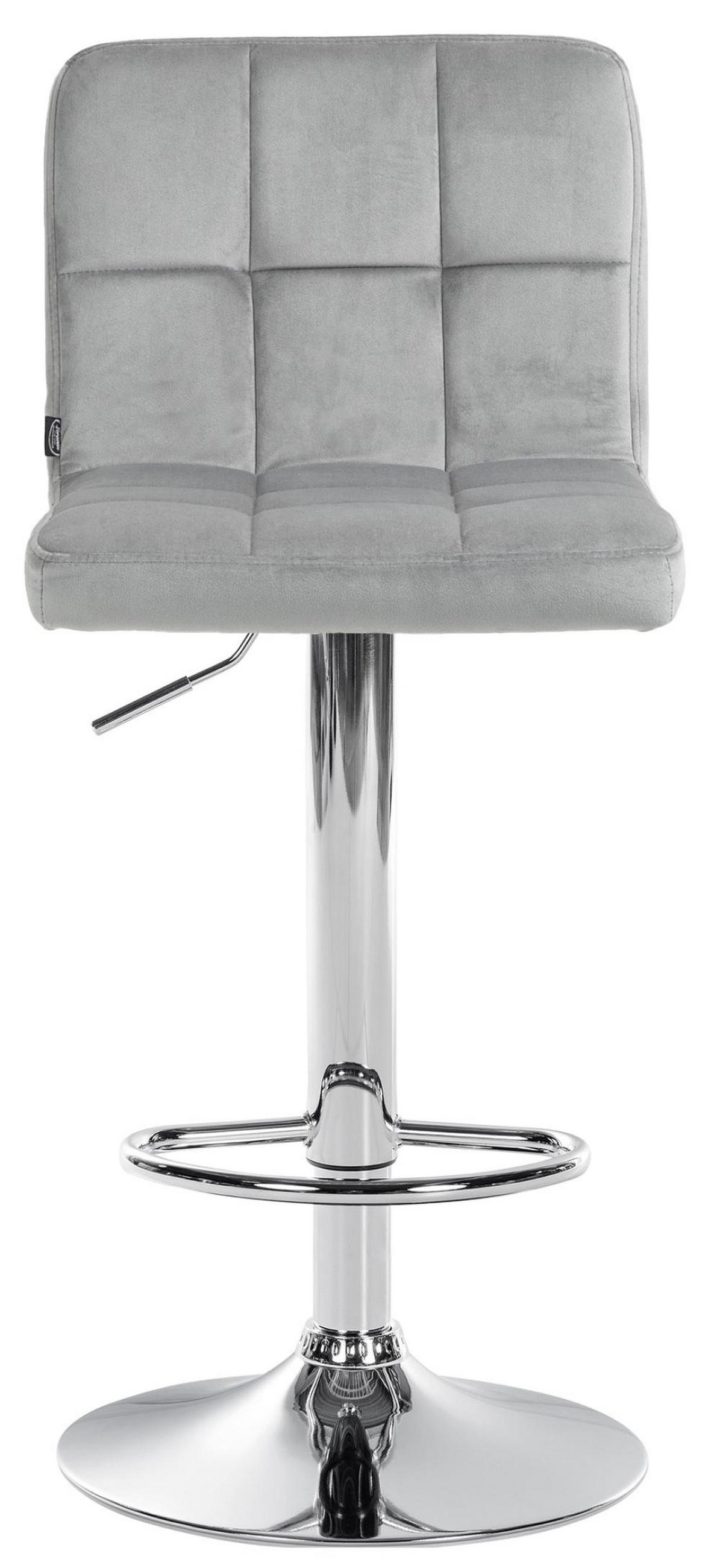 BARHOCKER 2er Set Samt grau - Chromfarben/Grau, Textil/Metall (46/94/47cm) - CLP