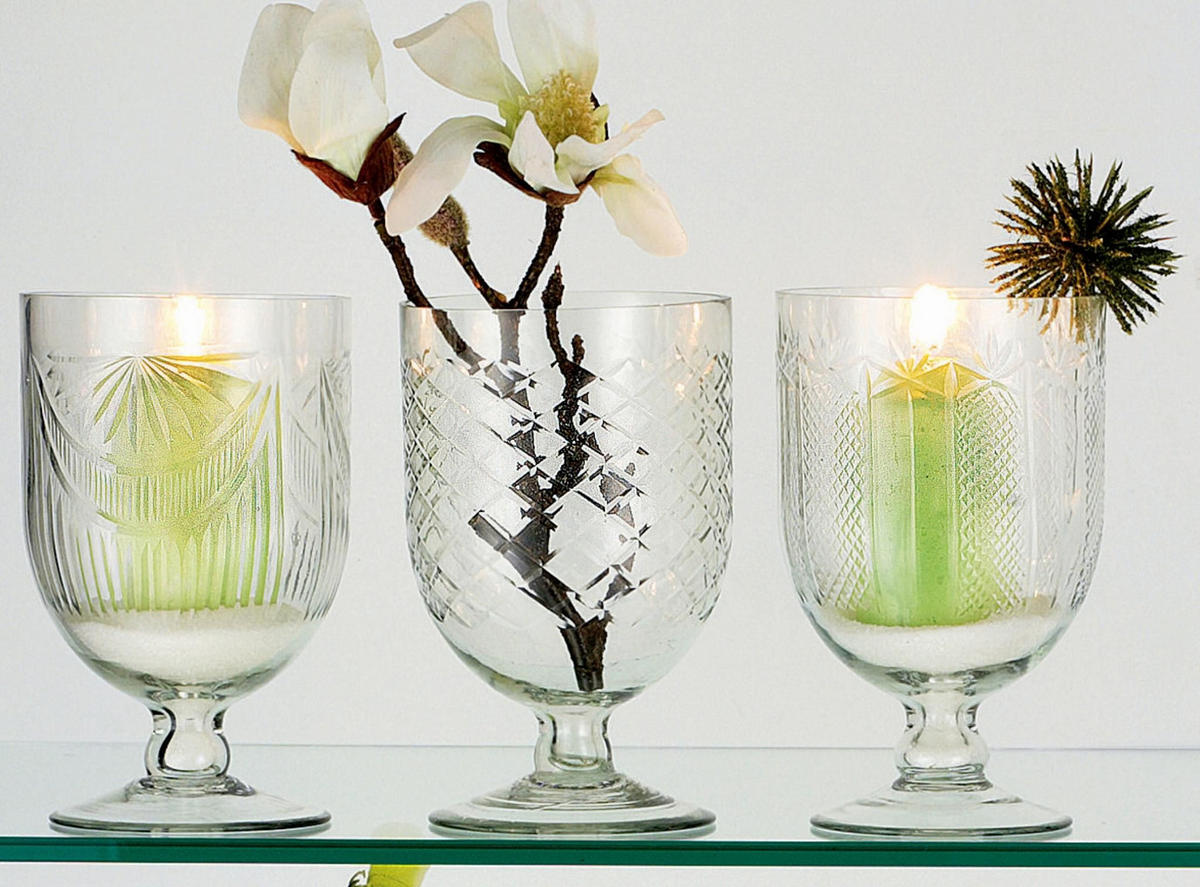 WINDLICHTER Venezia 3er-Set 16 cm - Transparent, Glas (10/16/10cm) - FURNARO