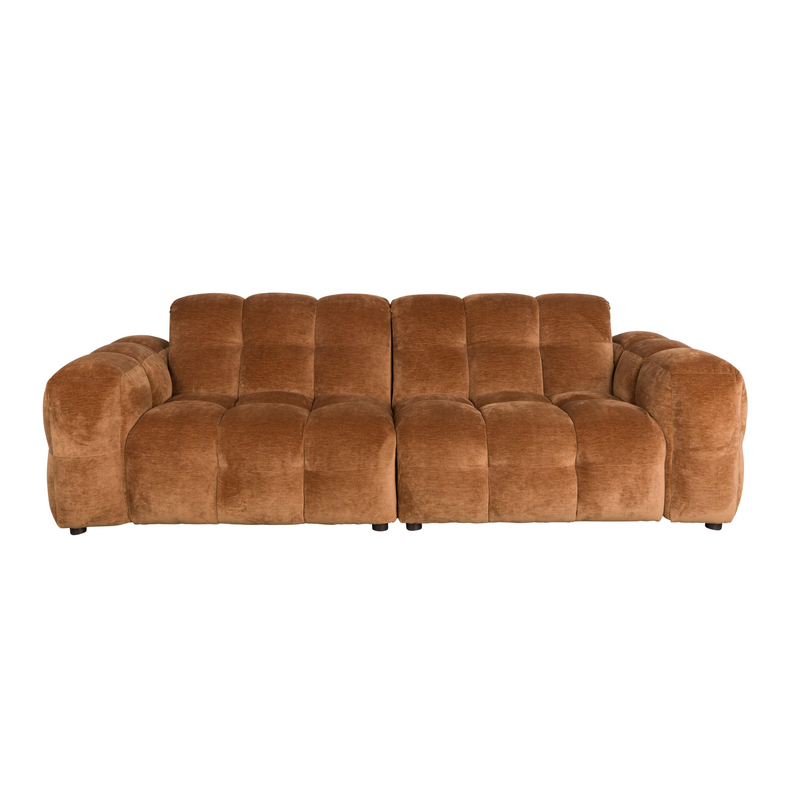 SOFA 3-SITZER Hackman Samt Cognac/ Braun - Cognac/Braun, Kunststoff (264/84/102cm) - Dutchbone