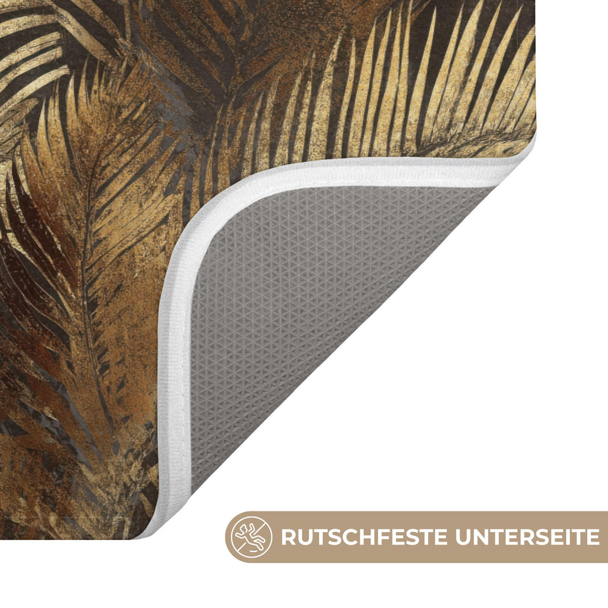 KOUPELNOVÁ PŘEDLOŽKA Tropical - Listy - zlaté 80x50 cm - zlatá, textil/plast (80/50cm)