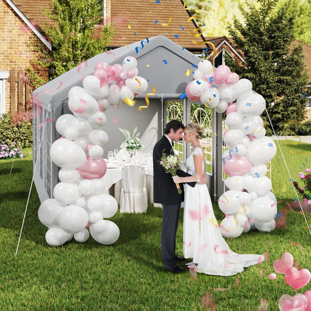 GARTENZELT 3 x 6 m mit 4 Seitenwänden Grau - Grau, Textil (300/280/600cm)