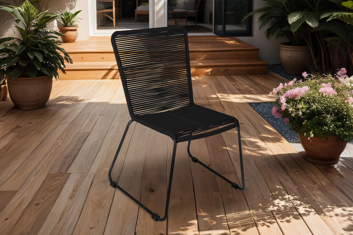GARTENSTUHL 2ER-SET ISRA - Schwarz, Textil/Metall (58/88/55cm) - SAM