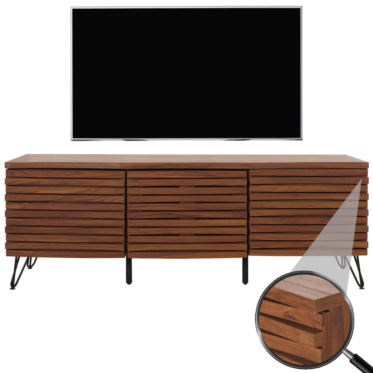 TV-RACK Walnuss Dekor - Walnussfarben, Holzwerkstoff (142/52/44cm) - MCW