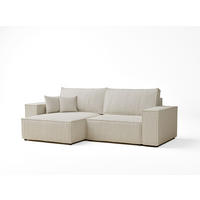 ECKSOFA MIT SCHLAFFUNKTION Zaya Creme Webstoff - Creme/Schwarz, Holz/Holzwerkstoff (255/148cm) - Maison de Reve
