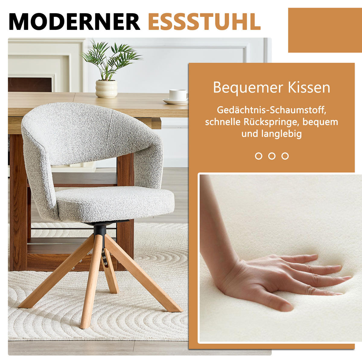 ARMLEHNSTUHL-SET DE-36635 2 Stück mit Massivholzbeinen Hellgrau - Hellgrau, Holz (47.5/81.5/47cm) - ComfortXL