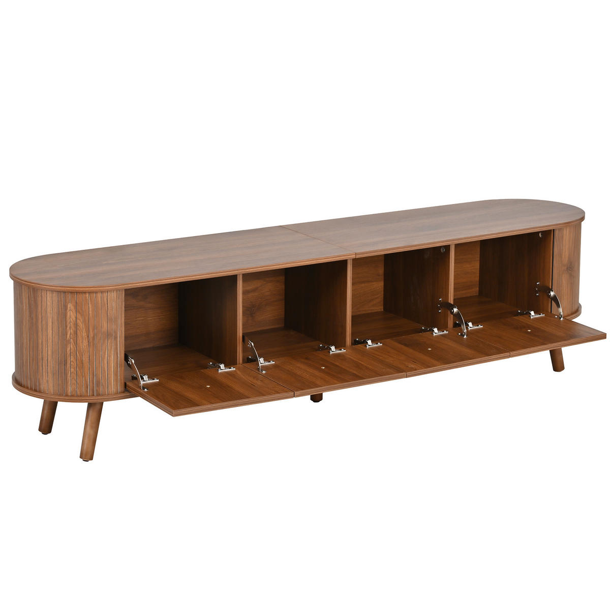 TV-SCHRANK 180/38/47 cm mit Klapptüren und Stauraum, Vintage-Design mit Holzbeinen, Nussbaum - Braun, Holzwerkstoff (180/47/38cm) - Redom