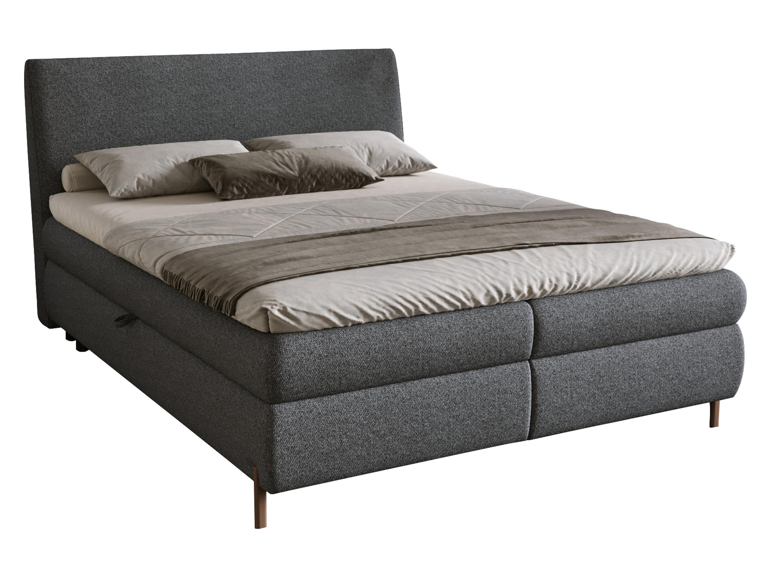 BOXBETT Evia - H3 - Dunkelgrau/Braun, Holzwerkstoff/Textil (140/200cm) - MIRJAN24