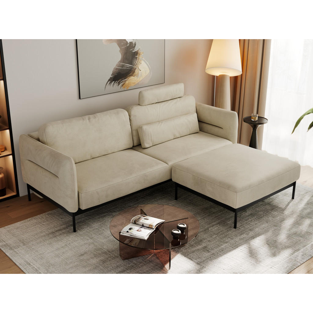 Thumbnail - MKS Schlafsofa, Beige, Textil, 3-Sitzer, L-Form, 221x82x193 cm, Oeko-Tex®, Wohnzimmer, Sofas & Couches, Schlafsofas