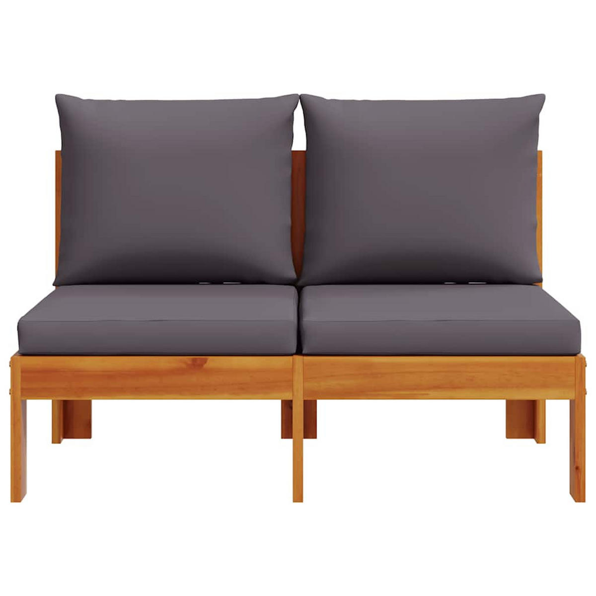 GARTENSOFA Ohne Armlehnen Mit Kissen 2-Sitzer Massivholz Akazie - Dunkelgrau, Holz (68/64/106cm) - vidaXL