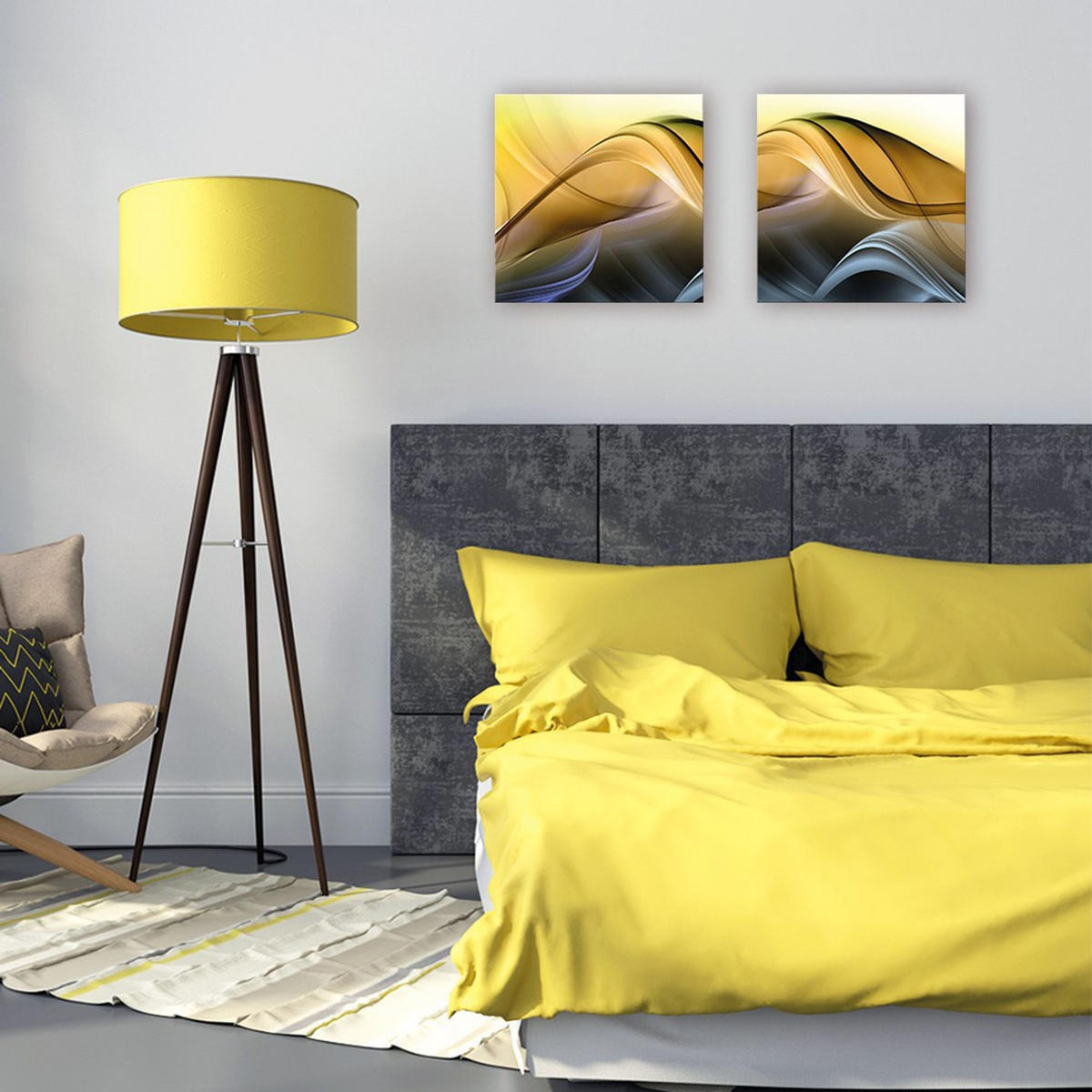 GLASBILD 30×30 cm abstrakt - Gelb, Glas (30/30cm) - artissimo